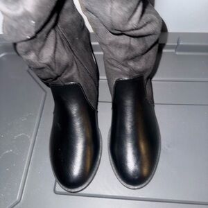 Black Leather Women Boots